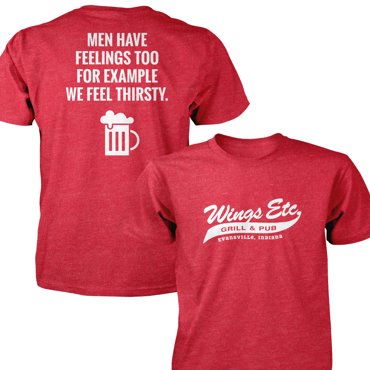 Wings Etc. Men Have Feelings Too - Next Level Premium Cvc Crew T-Shirt - Evansville Indiana