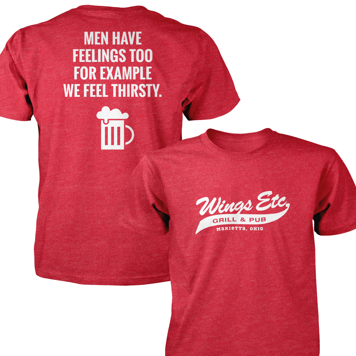 Wings Etc. Men Have Feelings Too - Next Level Premium Cvc Crew T-Shirt - Marietta Ohio