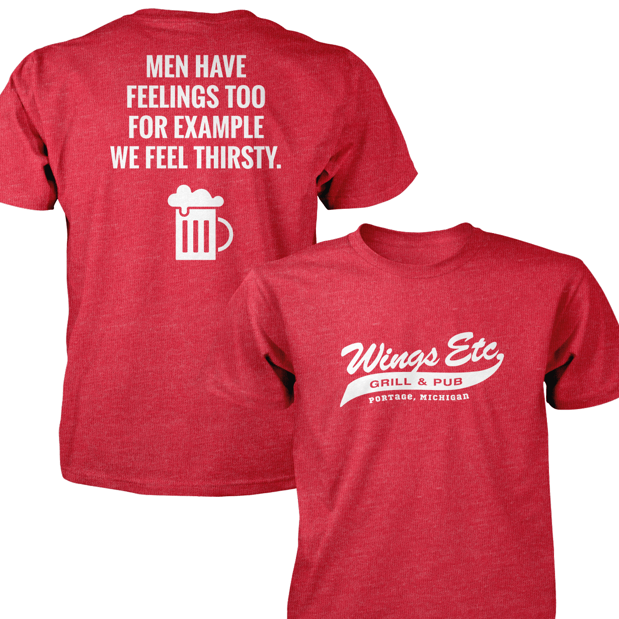Wings Etc. Men Have Feelings Too - Next Level Premium Cvc Crew T-Shirt - Portage Michigan