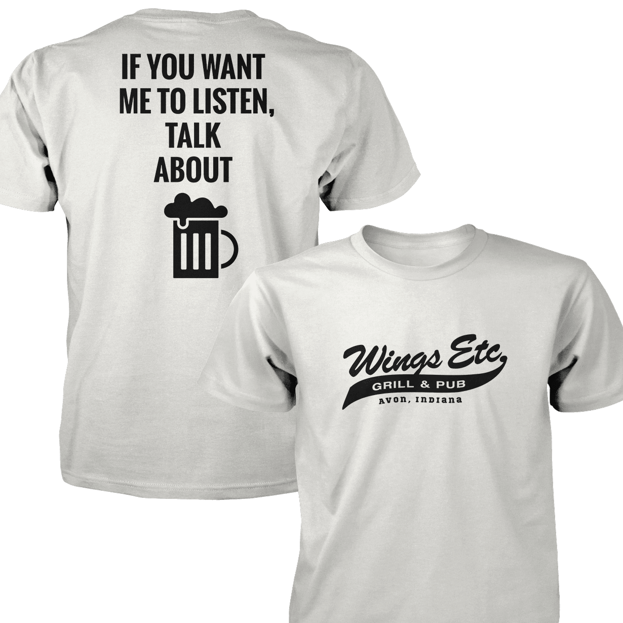 Wings Etc. Talk About Beer - Next Level Premium Cvc Crew T-Shirt - Avon Indiana