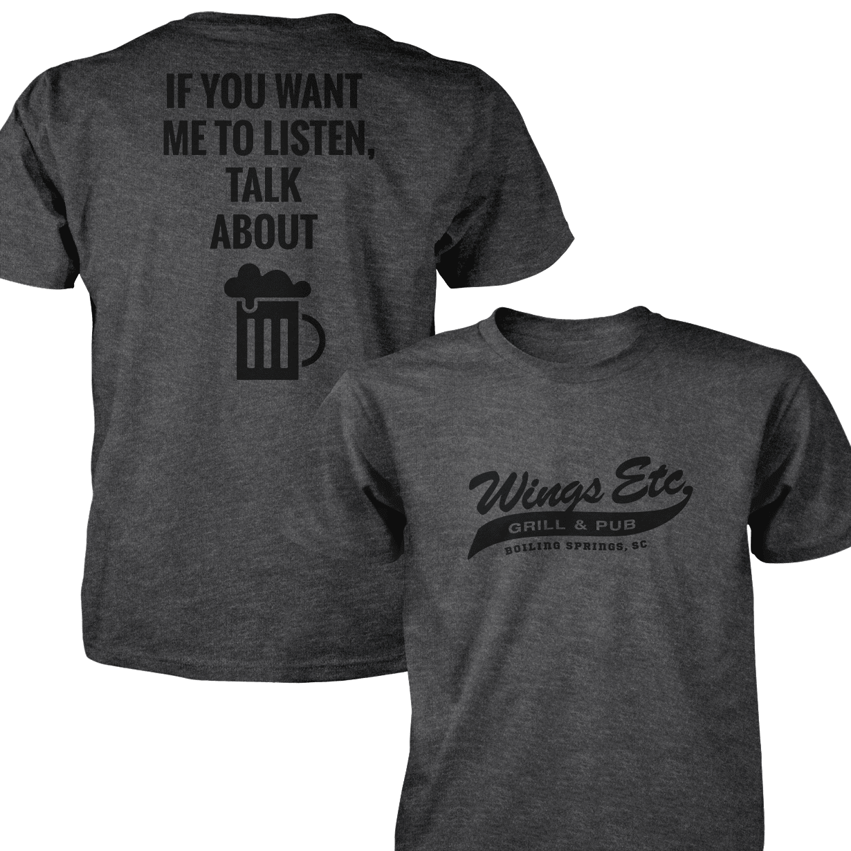 Wings Etc. Talk About Beer - Next Level Premium Cvc Crew T-Shirt - Boiling Springs South Carolina