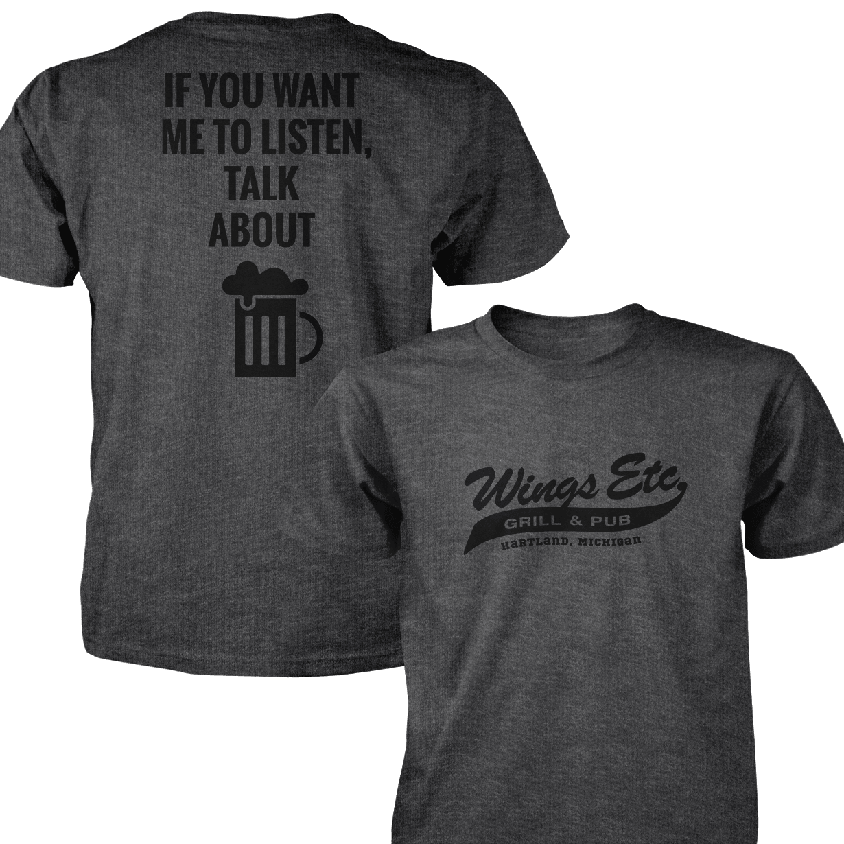 Wings Etc. Talk About Beer - Next Level Premium Cvc Crew T-Shirt - Howell Michigan