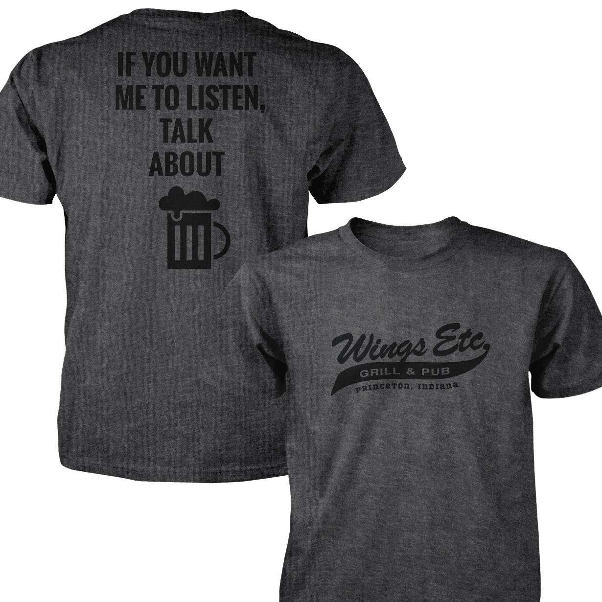 Wings Etc. Talk About Beer - Next Level Premium Cvc Crew T-Shirt - Princeton Indiana