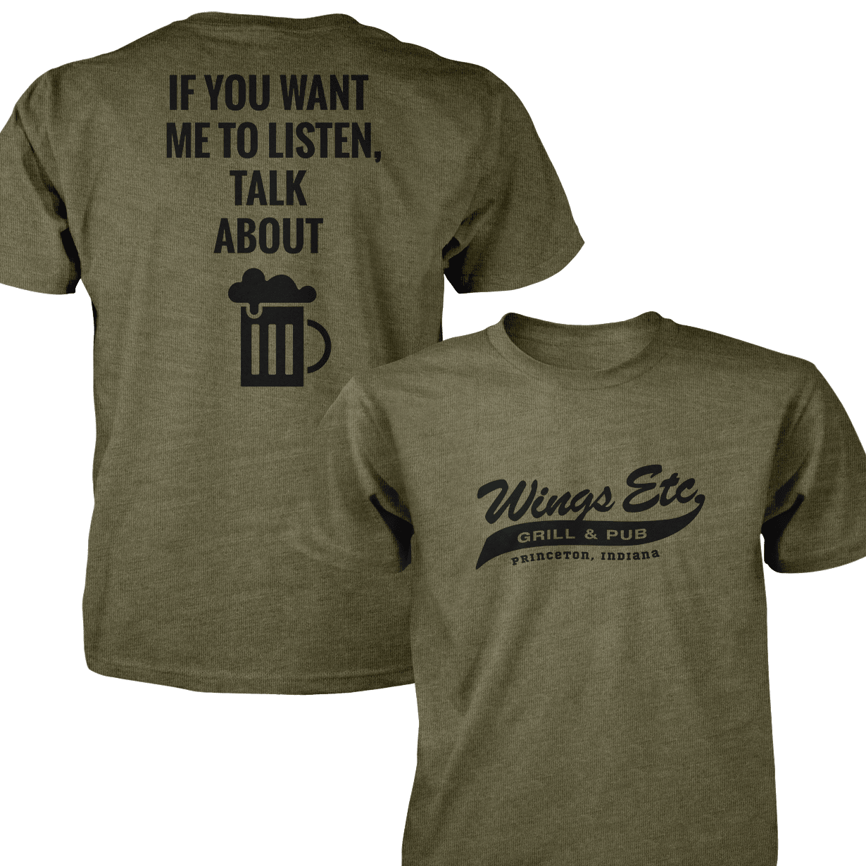 Wings Etc. Talk About Beer - Next Level Premium Cvc Crew T-Shirt - Princeton Indiana