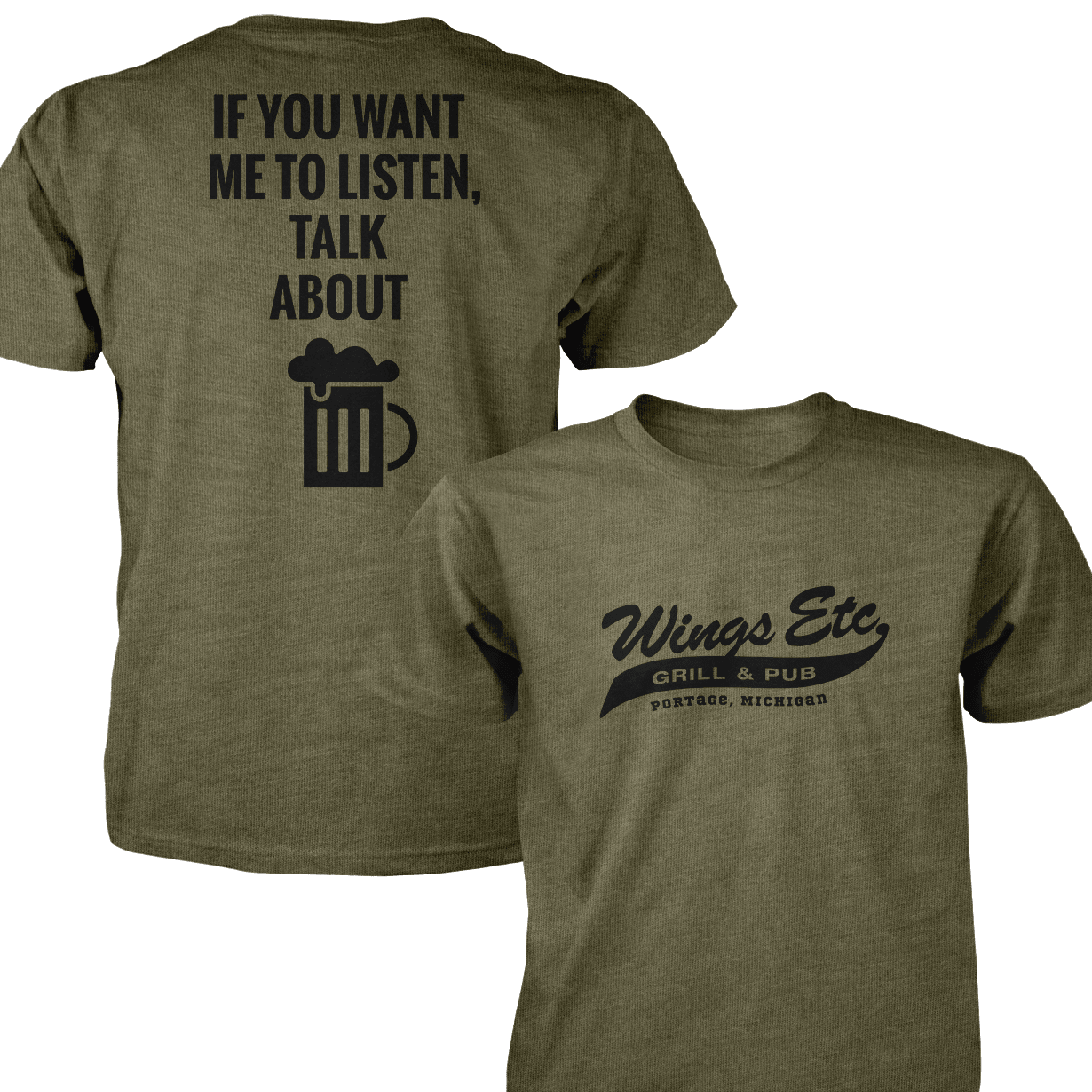 Wings Etc. Talk About Beer - Next Level Premium Cvc Crew T-Shirt - Portage Michigan