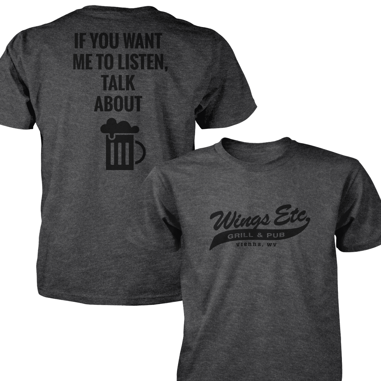 Wings Etc. Talk About Beer - Next Level Premium Cvc Crew T-Shirt - Vienna West Virginia