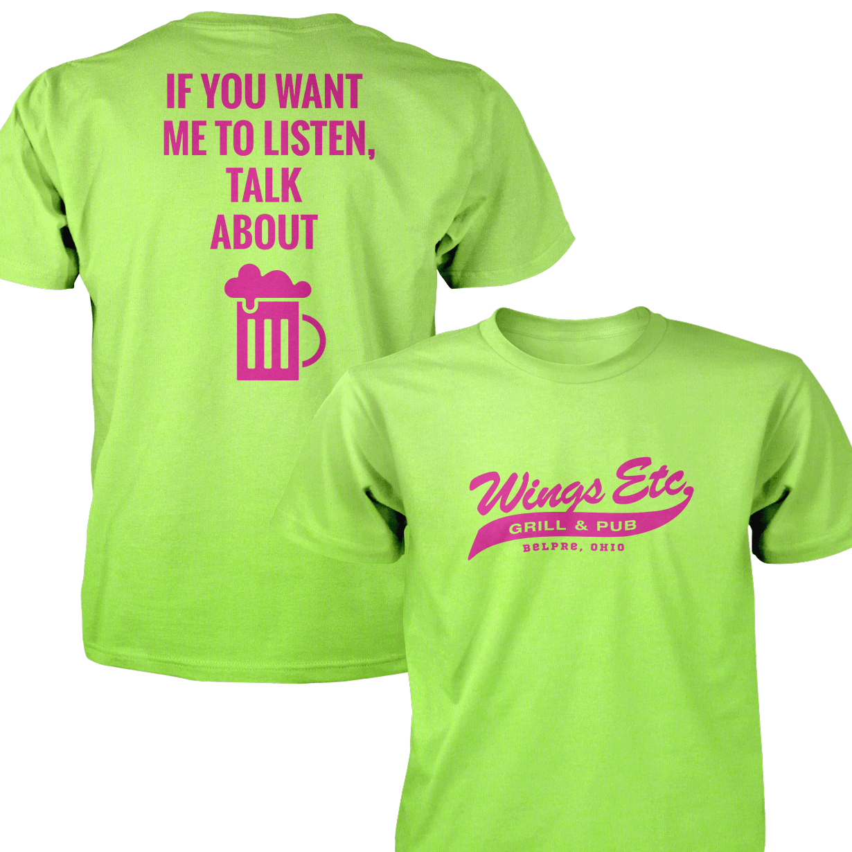 Wings Etc. Talk About Beer - Next Level Premium Cvc Crew T-Shirt - Belpre Ohio