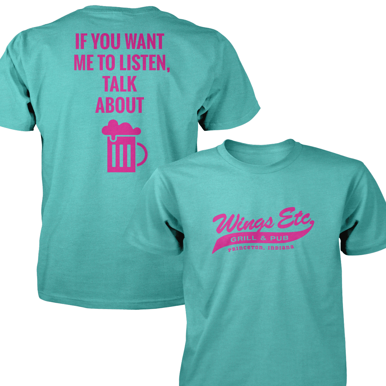 Wings Etc. Talk About Beer - Next Level Premium Cvc Crew T-Shirt - Princeton Indiana