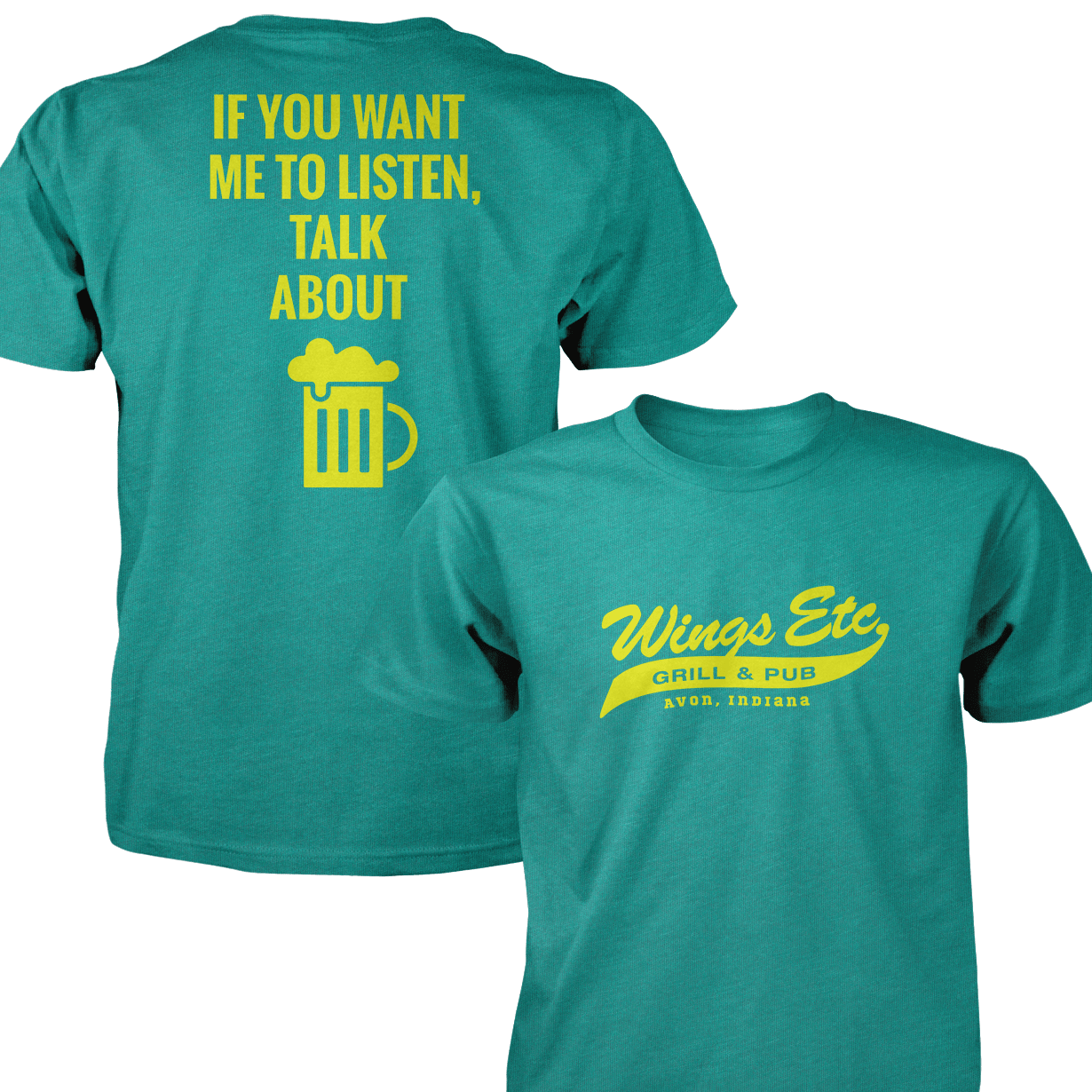Wings Etc. Talk About Beer - Next Level Premium Cvc Crew T-Shirt - Avon Indiana
