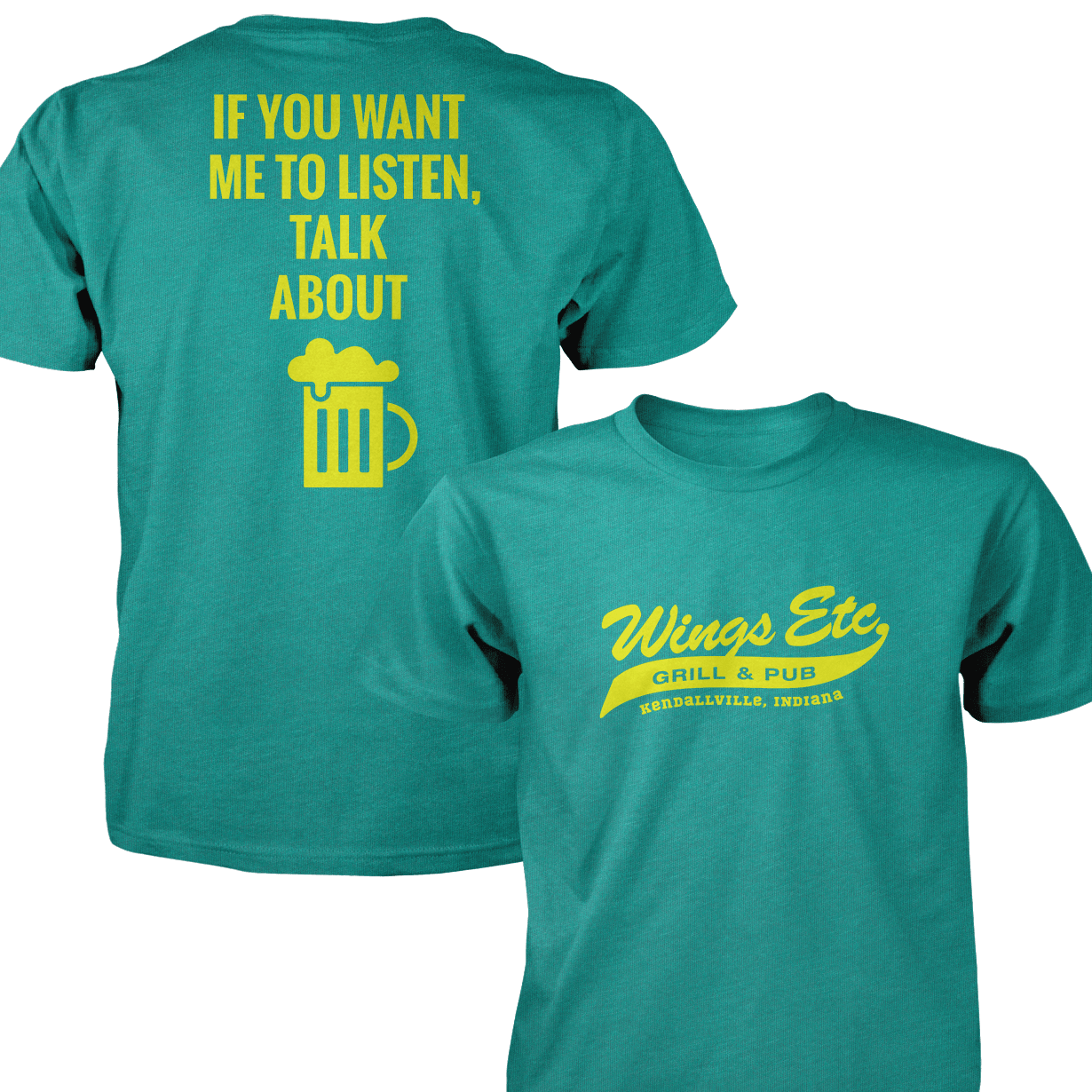 Wings Etc. Talk About Beer - Next Level Premium Cvc Crew T-Shirt - Kendallville Indiana