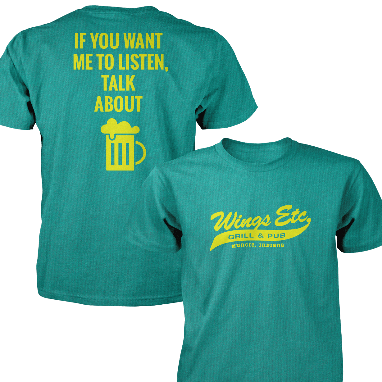 Wings Etc. Talk About Beer - Next Level Premium Cvc Crew T-Shirt - Muncie Indiana