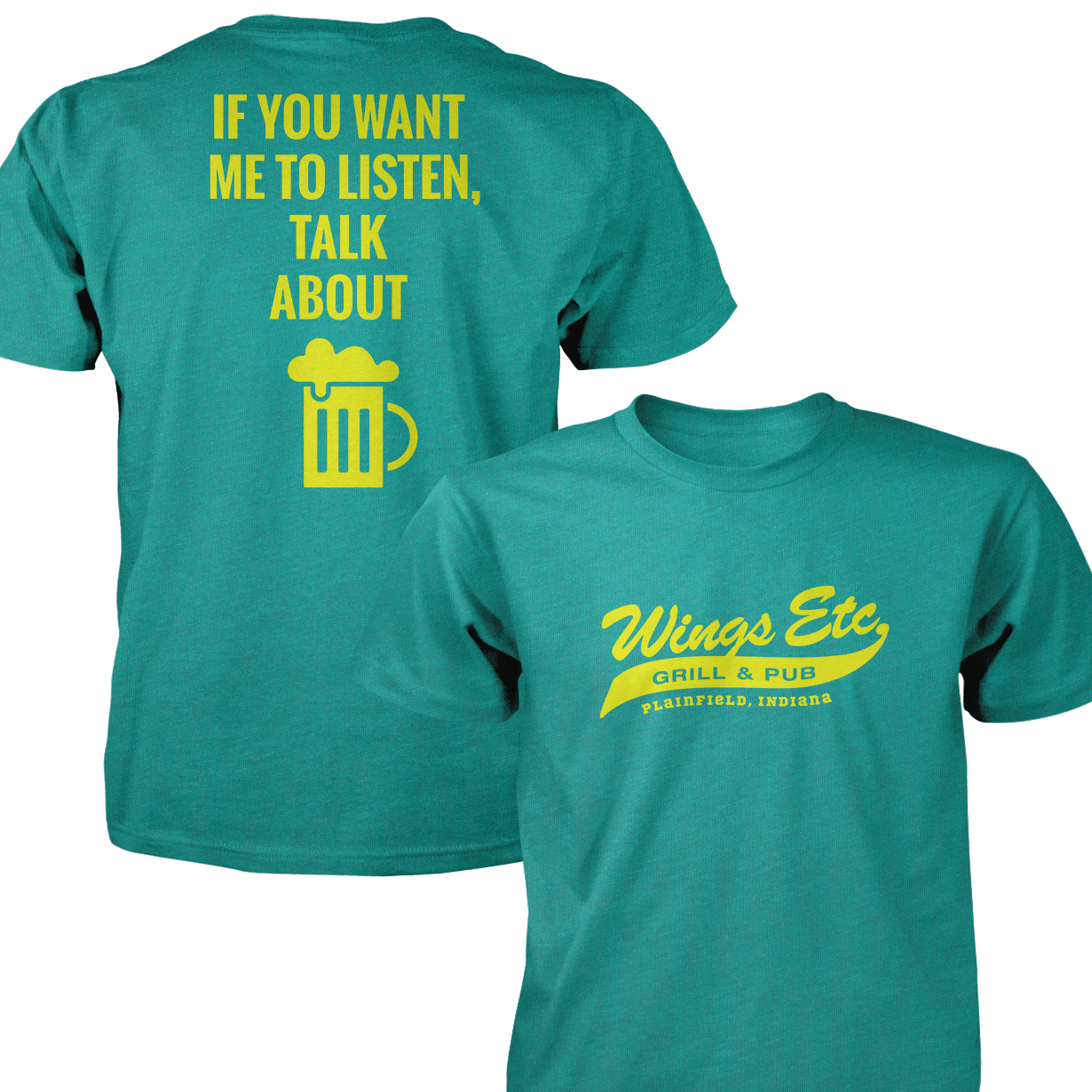 Wings Etc. Talk About Beer - Next Level Premium Cvc Crew T-Shirt - Plainfield Indiana