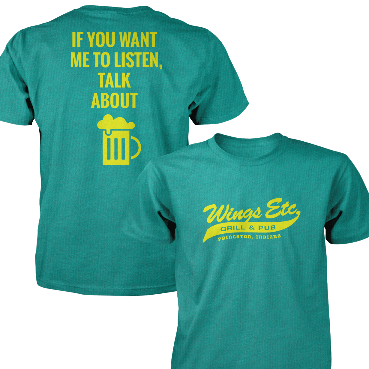 Wings Etc. Talk About Beer - Next Level Premium Cvc Crew T-Shirt - Princeton Indiana