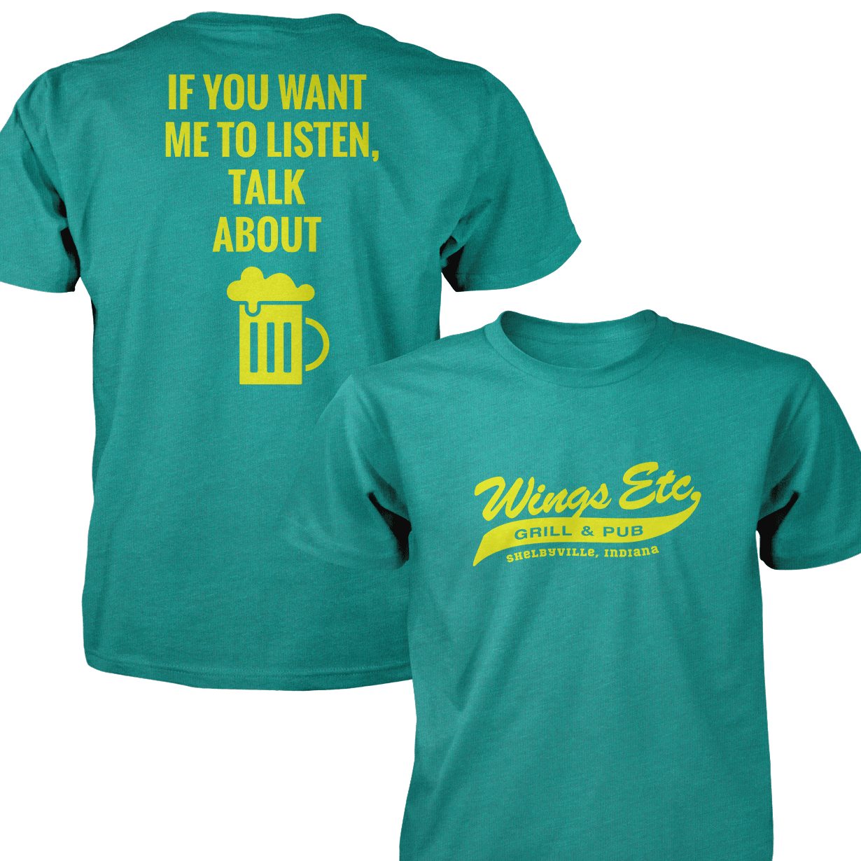 Wings Etc. Talk About Beer - Next Level Premium Cvc Crew T-Shirt - Shelbyville Indiana