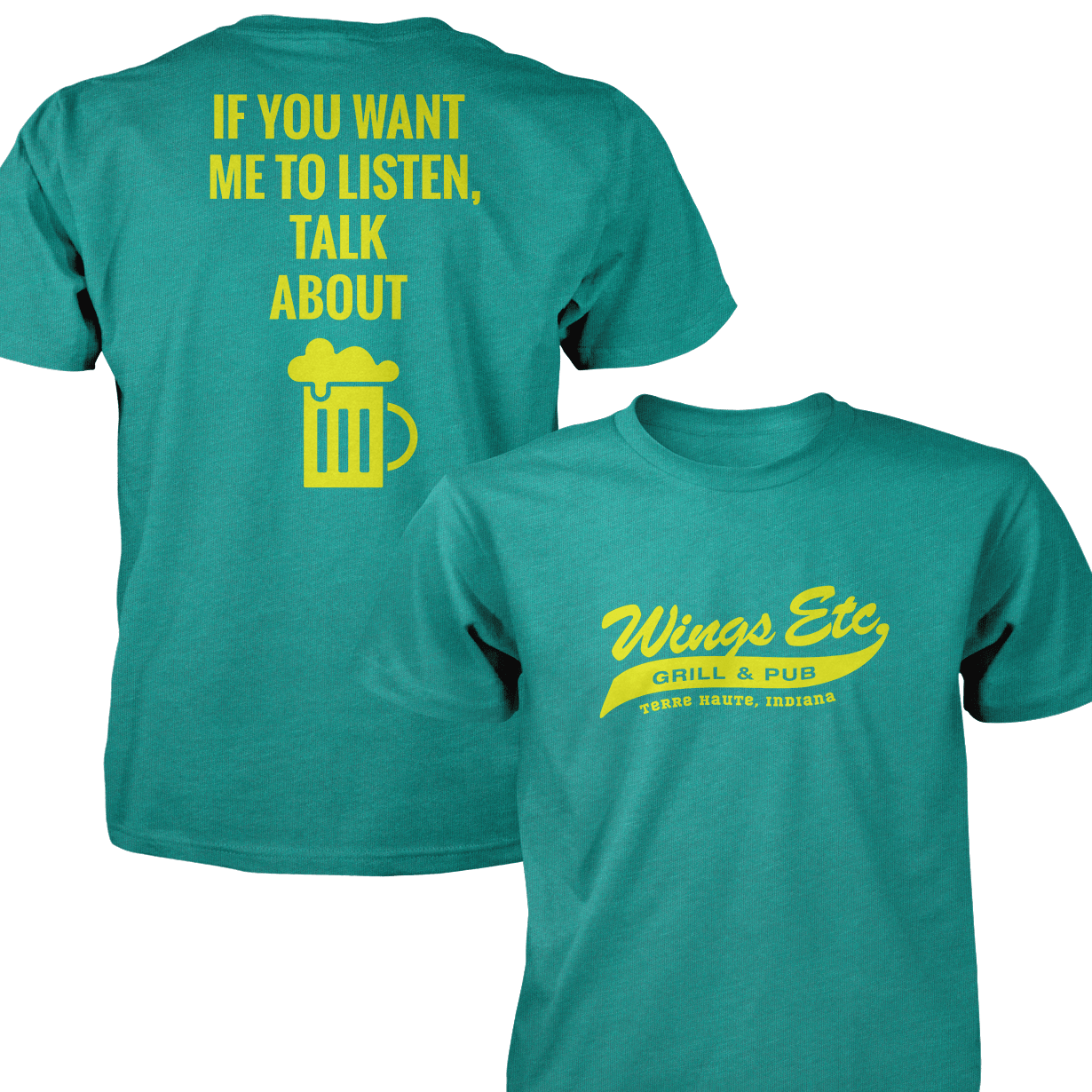 Wings Etc. Talk About Beer - Next Level Premium Cvc Crew T-Shirt - Terre Haute Indiana