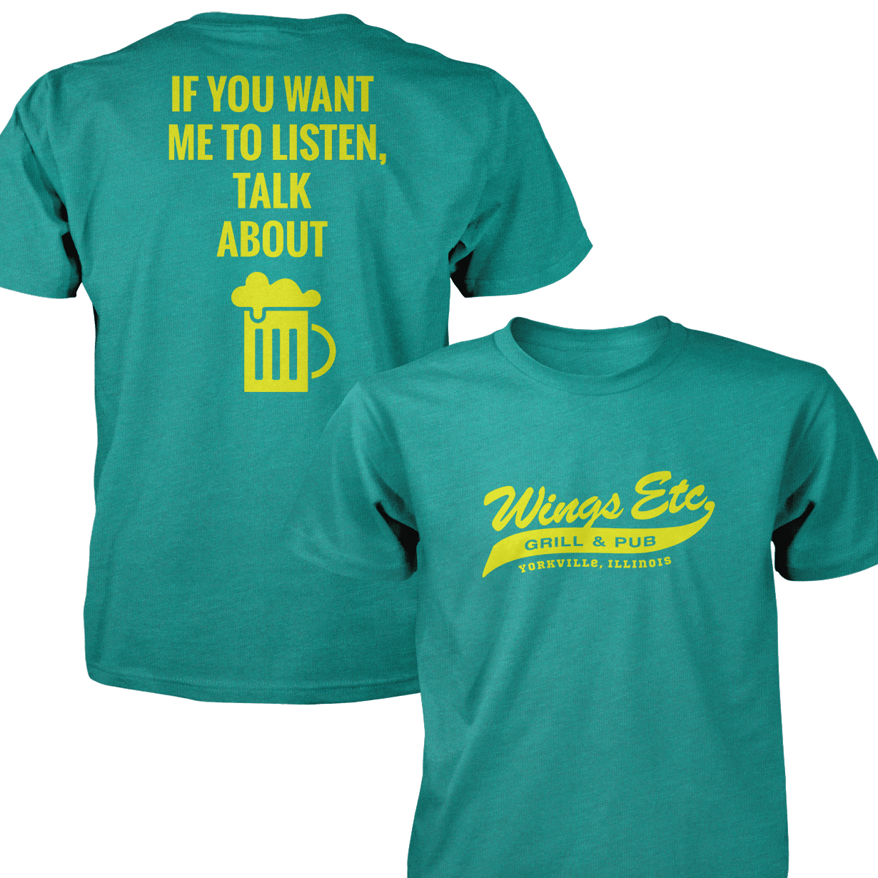 Wings Etc. Talk About Beer - Next Level Premium Cvc Crew T-Shirt - Yorkville Illinois