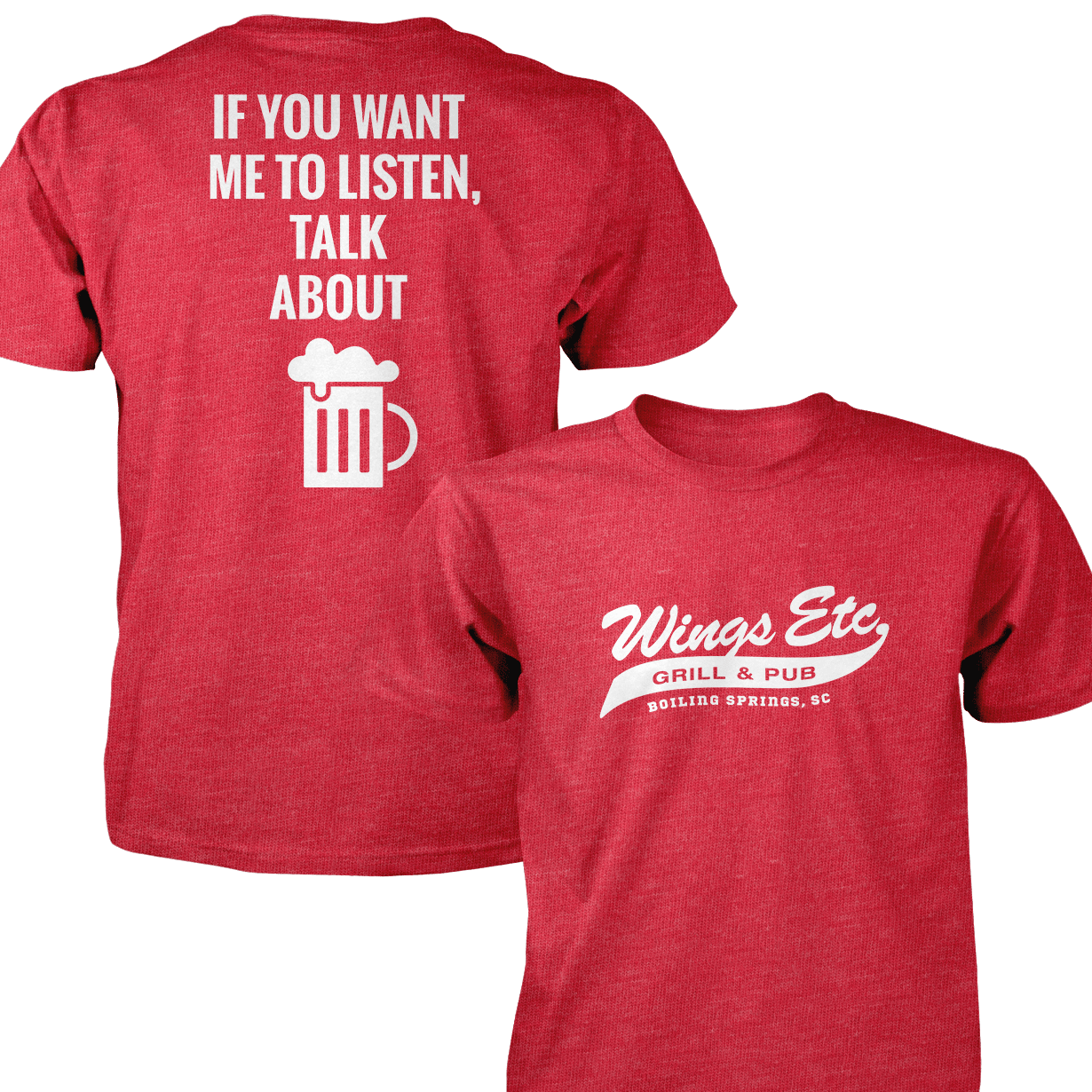 Wings Etc. Talk About Beer - Next Level Premium Cvc Crew T-Shirt - Boiling Springs South Carolina