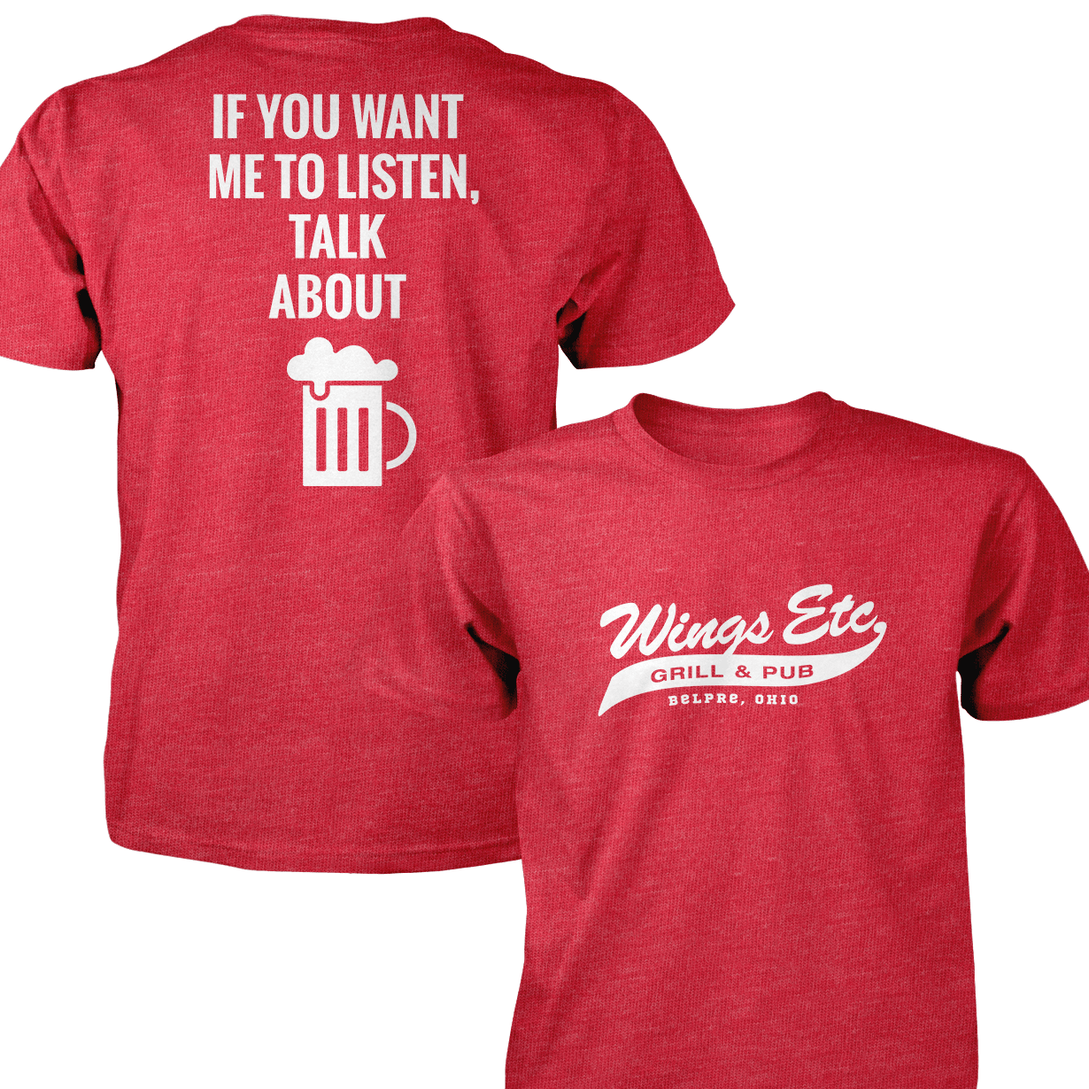 Wings Etc. Talk About Beer - Next Level Premium Cvc Crew T-Shirt - Belpre Ohio