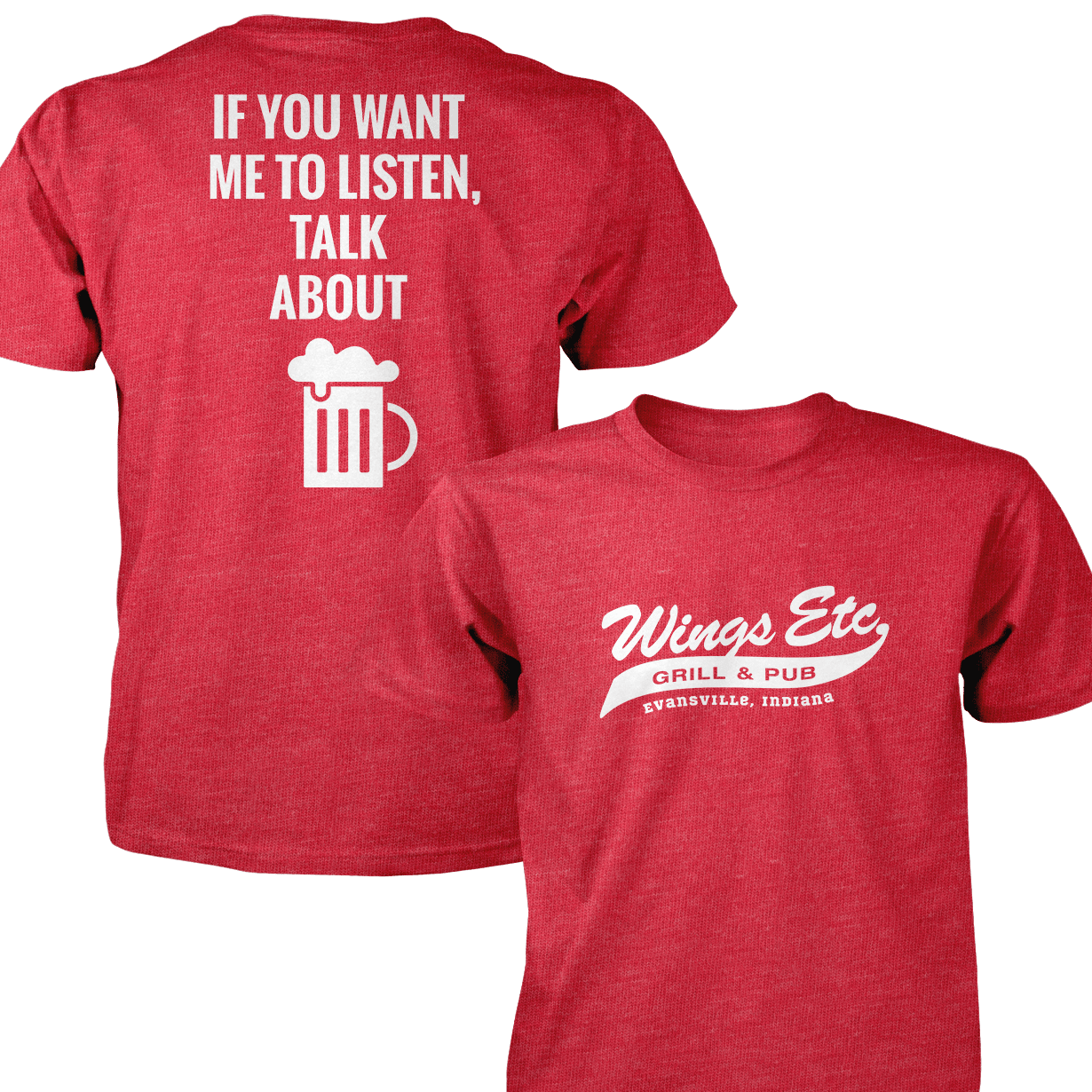 Wings Etc. Talk About Beer - Next Level Premium Cvc Crew T-Shirt - Evansville Indiana