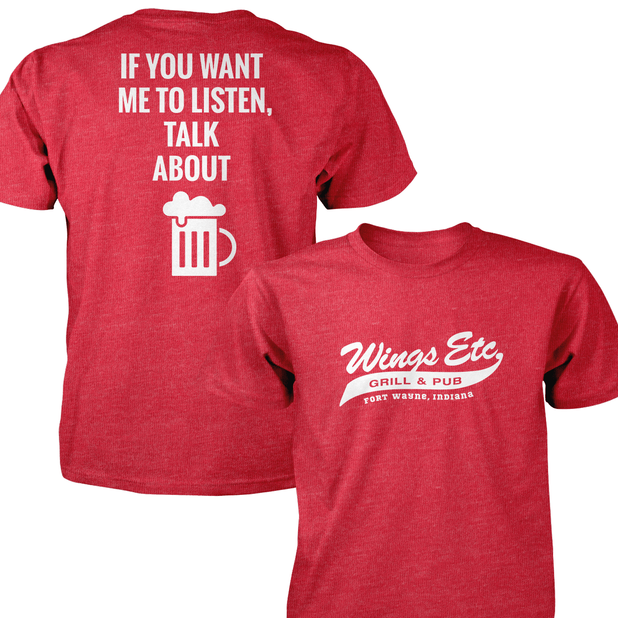 Wings Etc. Talk About Beer - Next Level Premium Cvc Crew T-Shirt - Fort Wayne Indiana