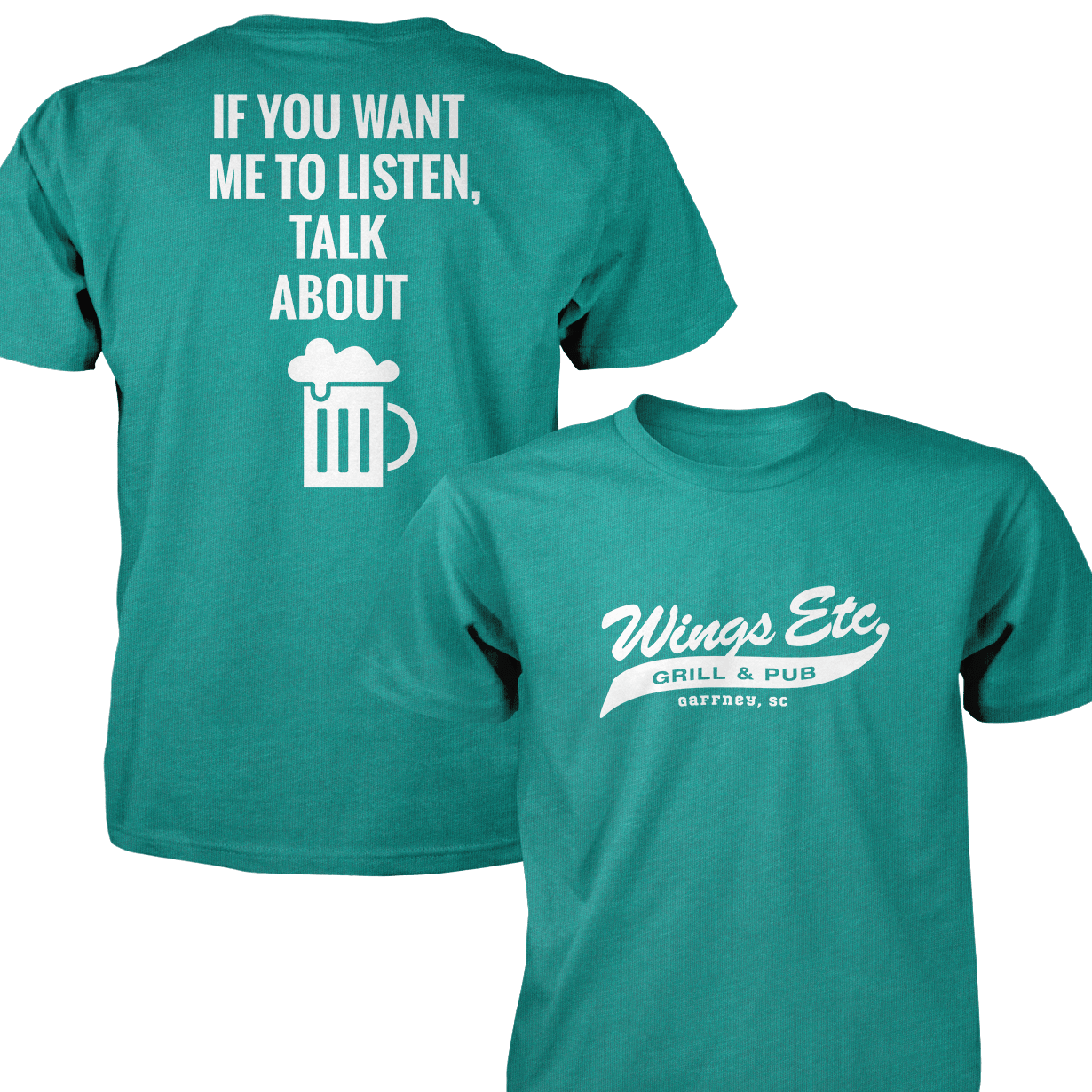 Wings Etc. Talk About Beer - Next Level Premium Cvc Crew T-Shirt - Gaffney South Carolina