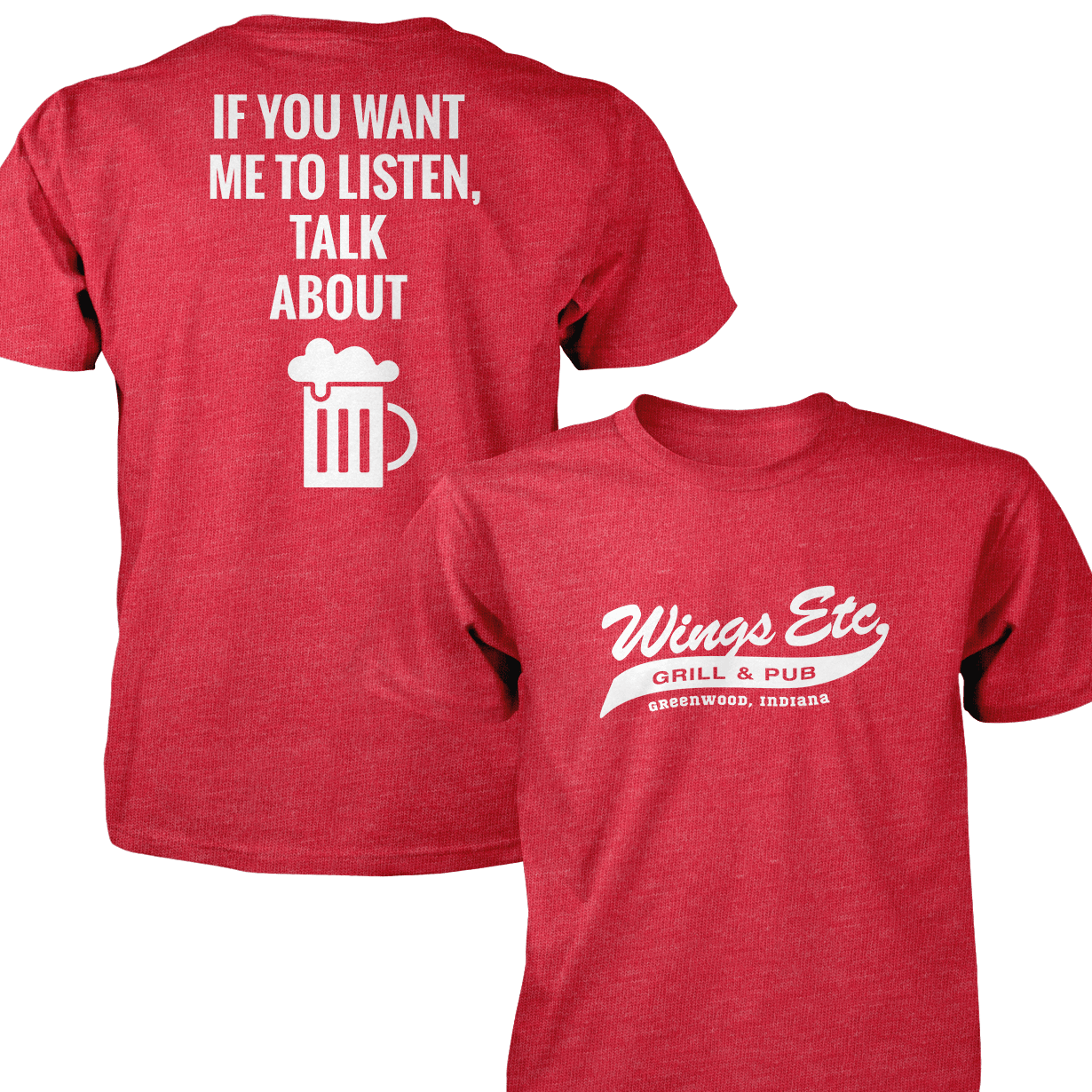 Wings Etc. Talk About Beer - Next Level Premium Cvc Crew T-Shirt - Greenwood Indiana