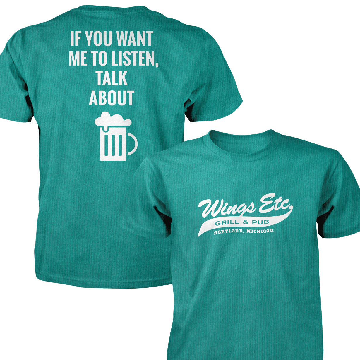 Wings Etc. Talk About Beer - Next Level Premium Cvc Crew T-Shirt - Howell Michigan