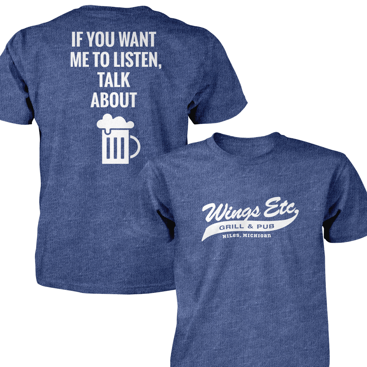 Wings Etc. Talk About Beer - Next Level Premium Cvc Crew T-Shirt - Niles Michigan