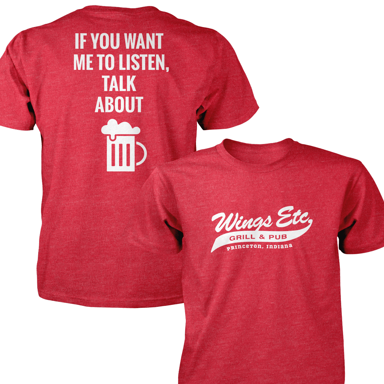 Wings Etc. Talk About Beer - Next Level Premium Cvc Crew T-Shirt - Princeton Indiana
