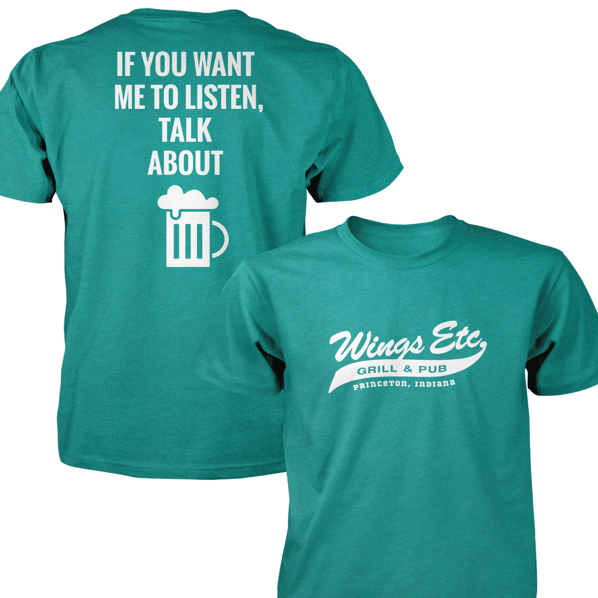 Wings Etc. Talk About Beer - Next Level Premium Cvc Crew T-Shirt - Princeton Indiana
