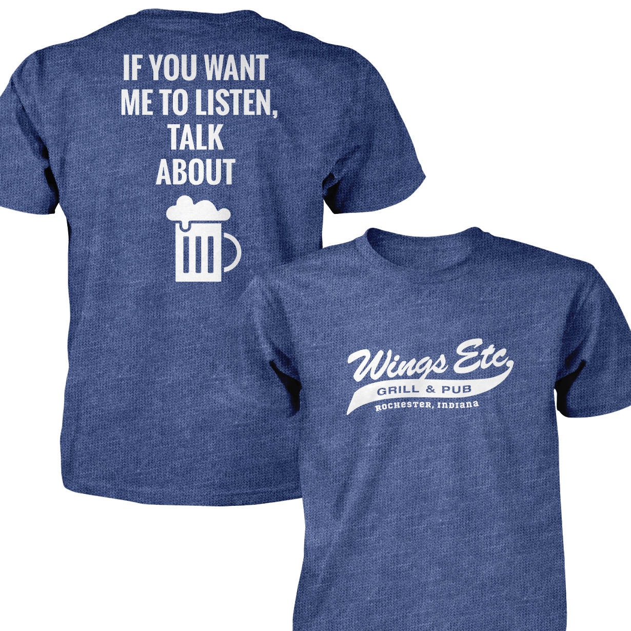 Wings Etc. Talk About Beer - Next Level Premium Cvc Crew T-Shirt - Rochester Indiana