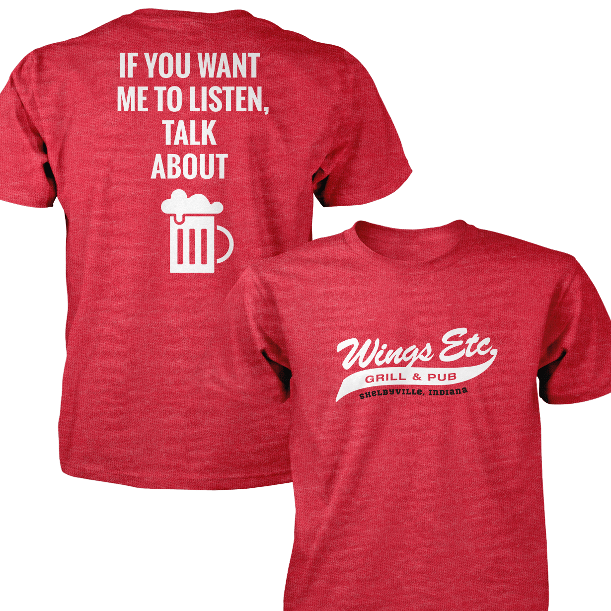 Wings Etc. Talk About Beer - Next Level Premium Cvc Crew T-Shirt - Shelbyville Indiana