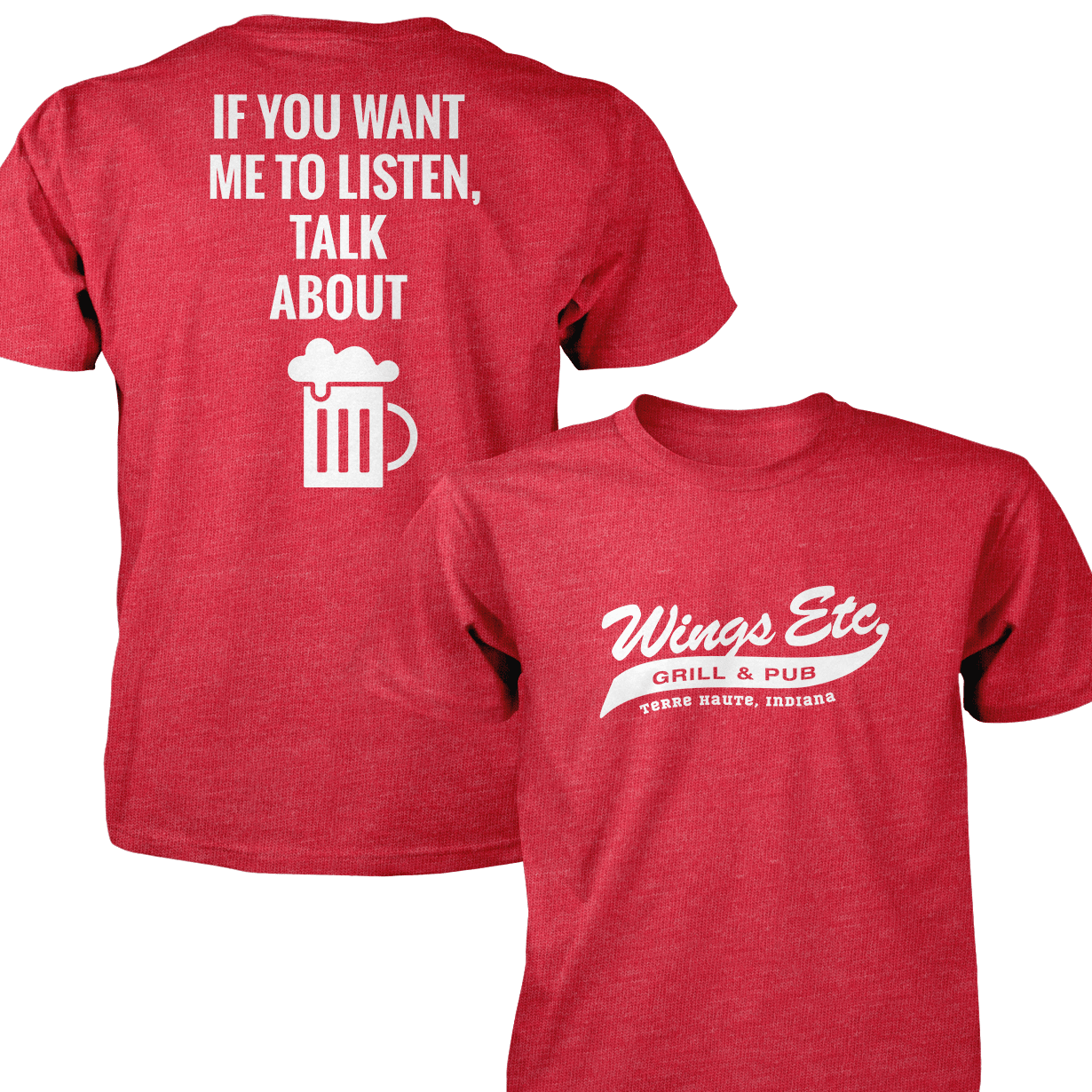 Wings Etc. Talk About Beer - Next Level Premium Cvc Crew T-Shirt - Terre Haute Indiana