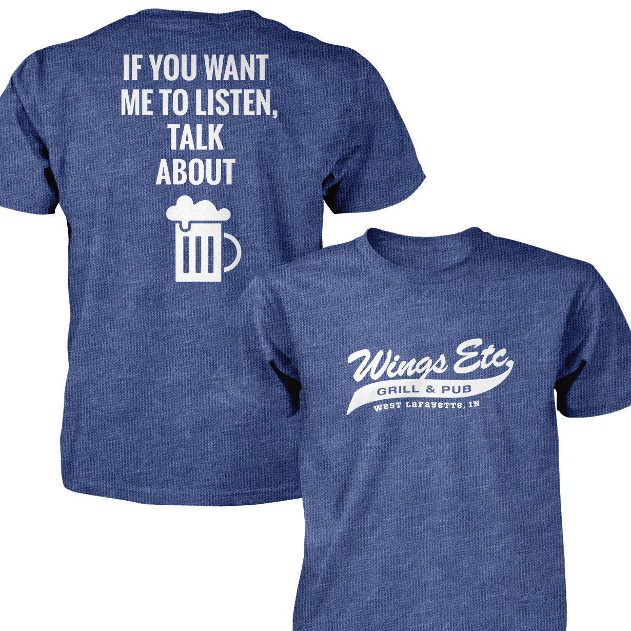 Wings Etc. Talk About Beer - Next Level Premium Cvc Crew T-Shirt - West Lafayette Indiana