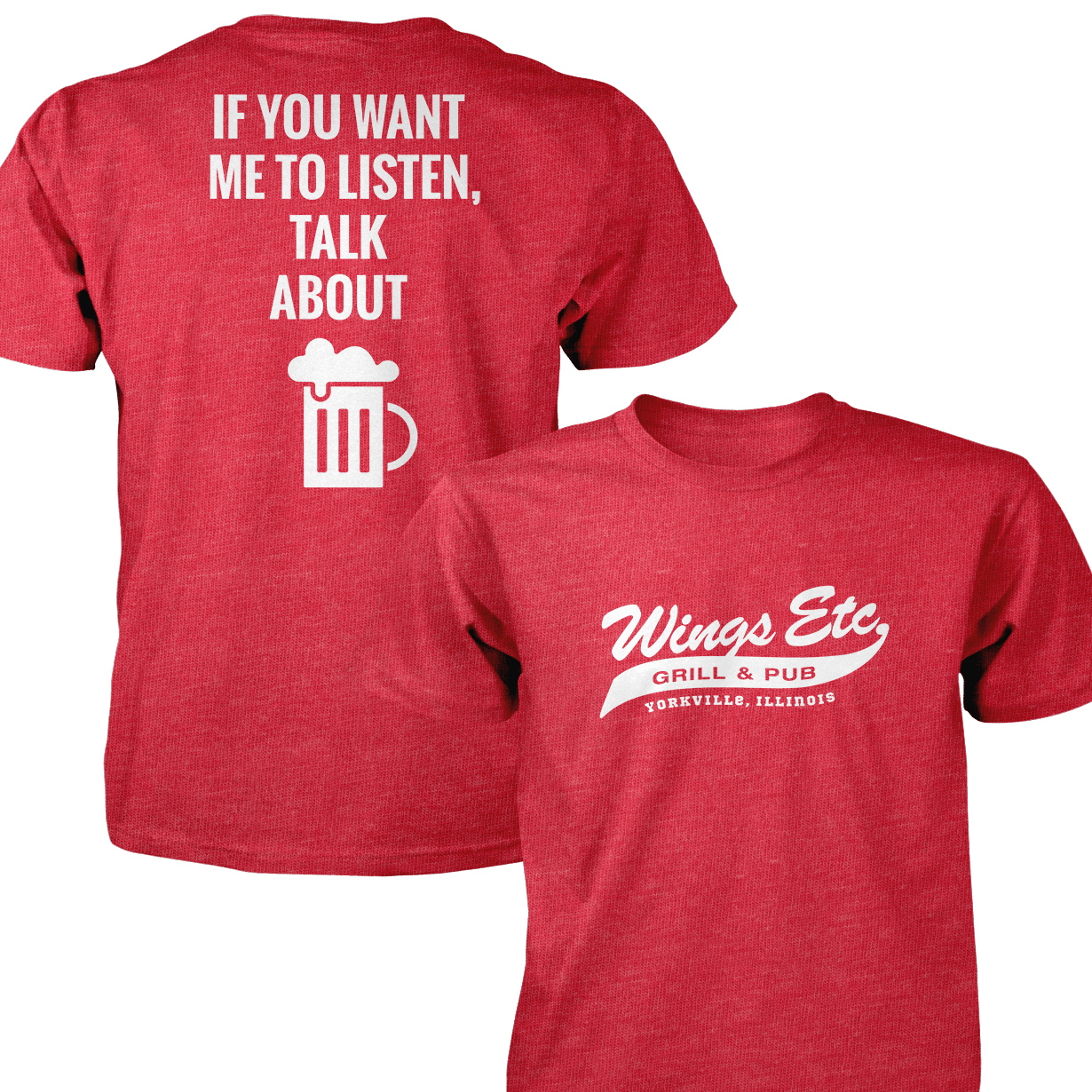 Wings Etc. Talk About Beer - Next Level Premium Cvc Crew T-Shirt - Yorkville Illinois