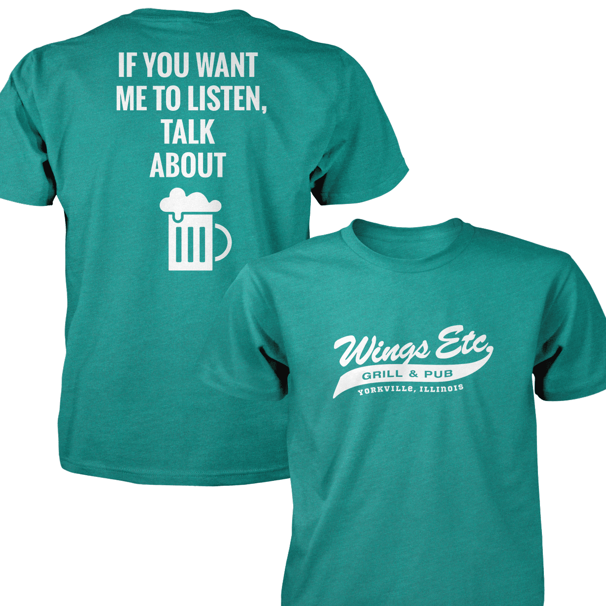 Wings Etc. Talk About Beer - Next Level Premium Cvc Crew T-Shirt - Yorkville Illinois