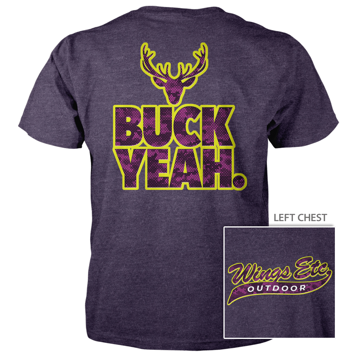 Wings Etc. Outdoor: Buck Yeah (Yellow) - Next Level Premium Cvc Crew T-Shirt