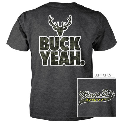 Wings Etc. Outdoor: Buck Yeah (White) - Next Level Premium Cvc Crew T-Shirt