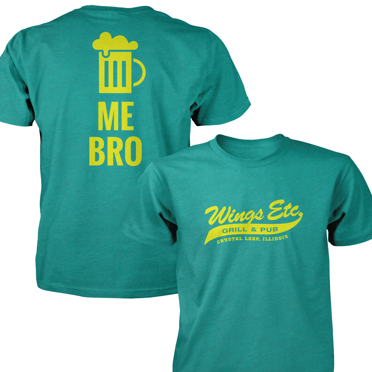 Wings Etc. Beer Me Bro - Next Level Premium Cvc Crew T-Shirt - Crystal Lake Illinois