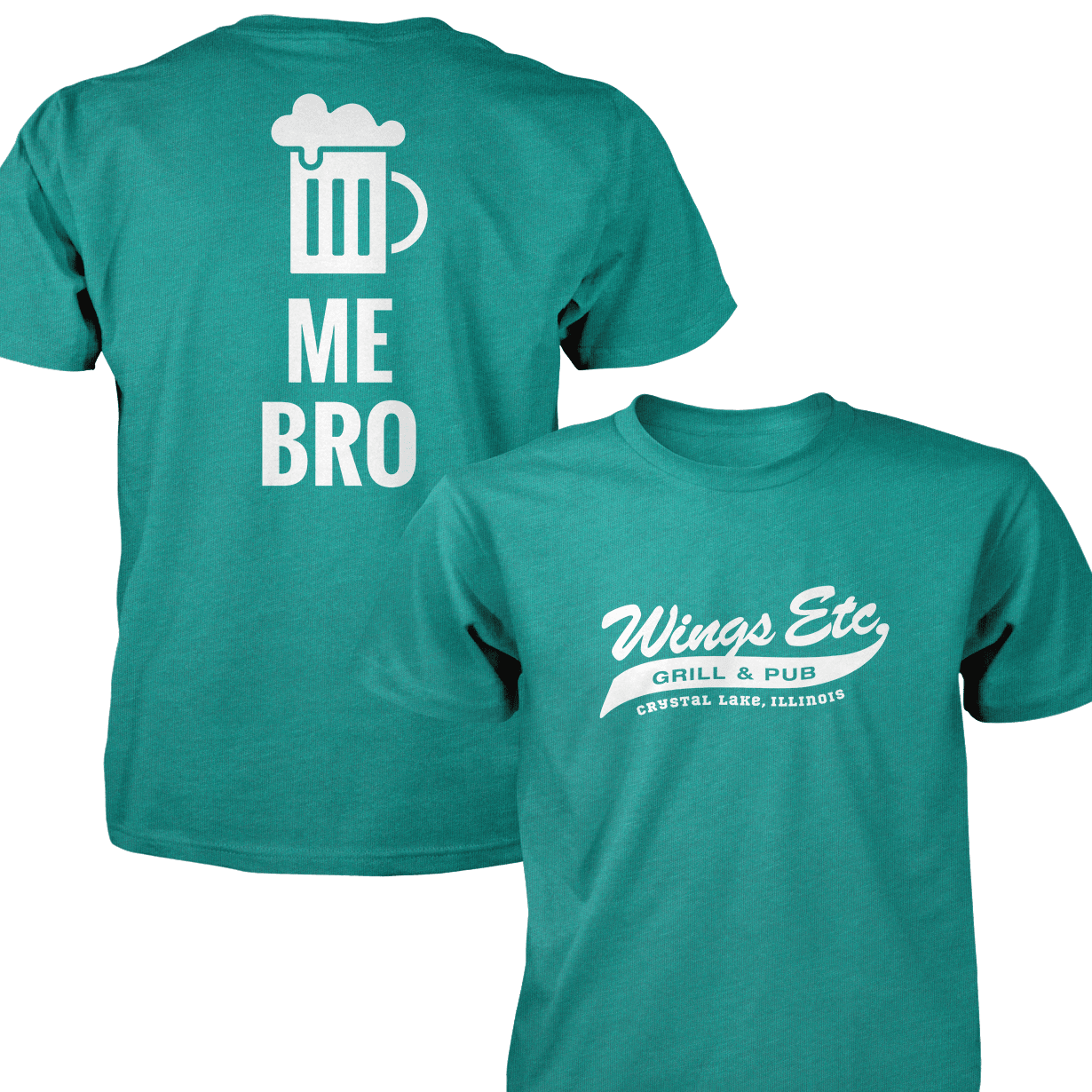 Wings Etc. Beer Me Bro - Next Level Premium Cvc Crew T-Shirt - Crystal Lake Illinois