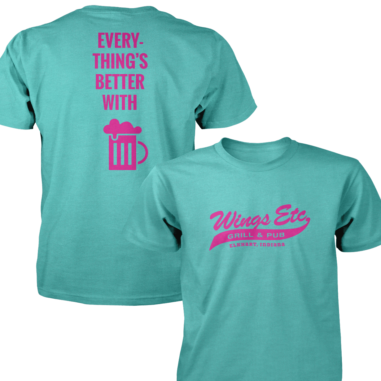 Wings Etc. Everythings Better - Next Level Premium Cvc Crew T-Shirt - Dunlap Indiana