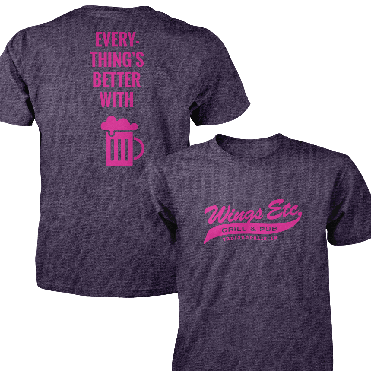 Wings Etc. Everythings Better - Next Level Premium Cvc Crew T-Shirt - Indianapolis Indiana