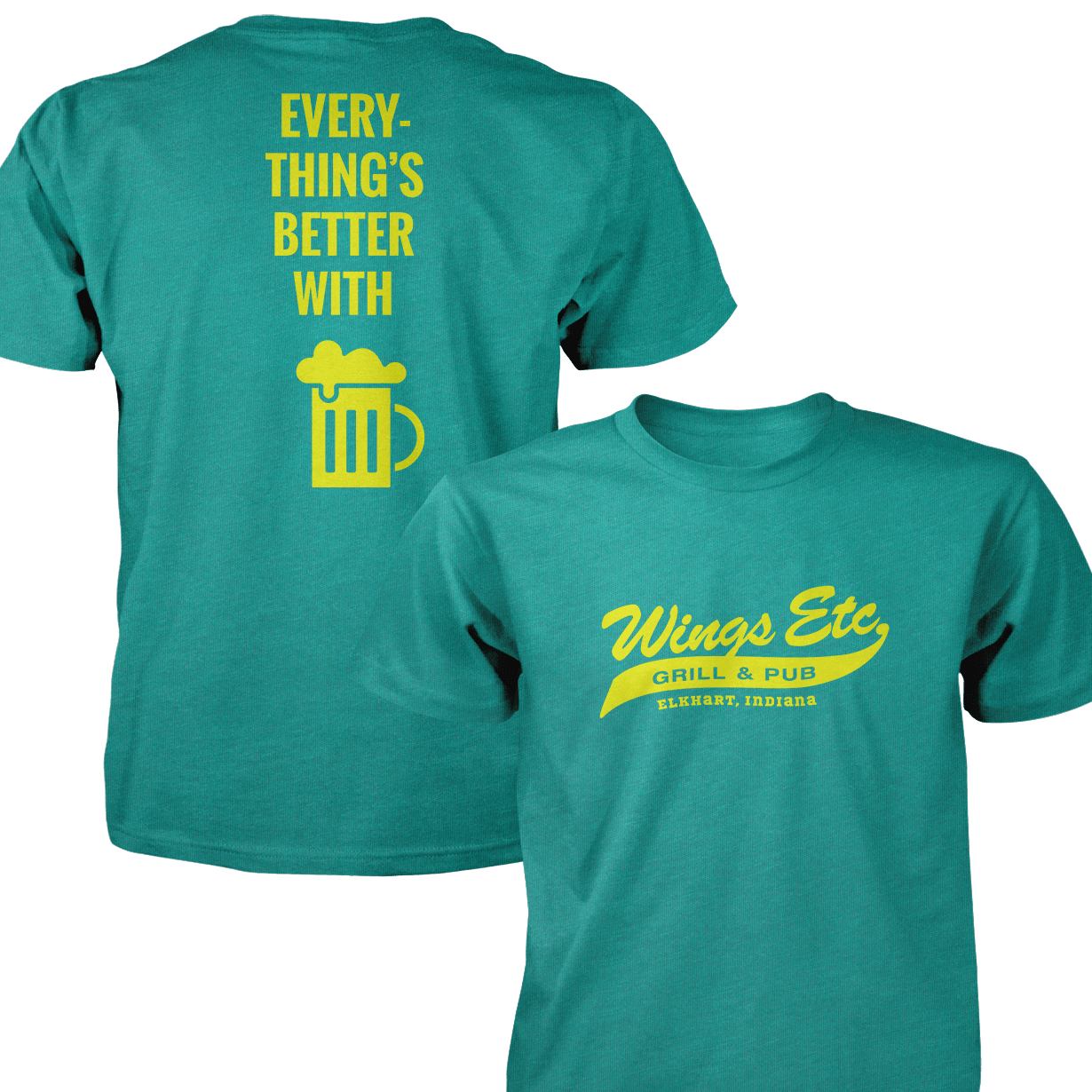 Wings Etc. Everythings Better - Next Level Premium Cvc Crew T-Shirt - Dunlap Indiana