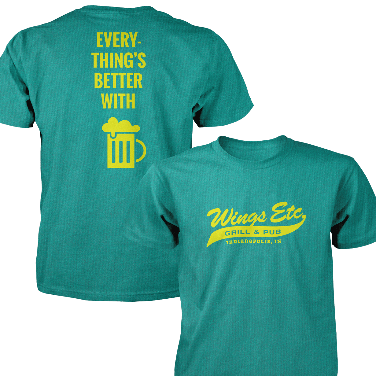 Wings Etc. Everythings Better - Next Level Premium Cvc Crew T-Shirt - Indianapolis Indiana