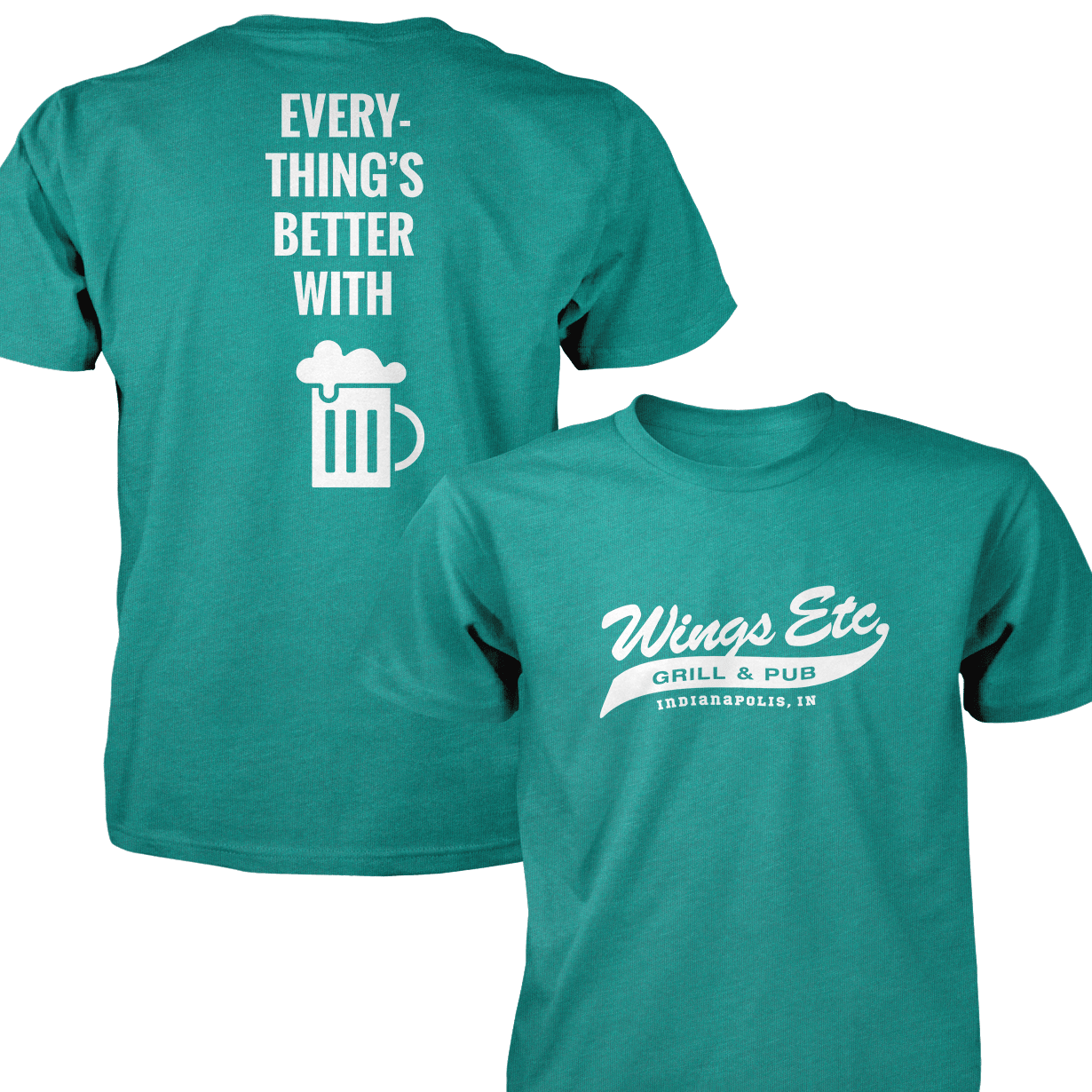 Wings Etc. Everythings Better - Next Level Premium Cvc Crew T-Shirt - Indianapolis Indiana