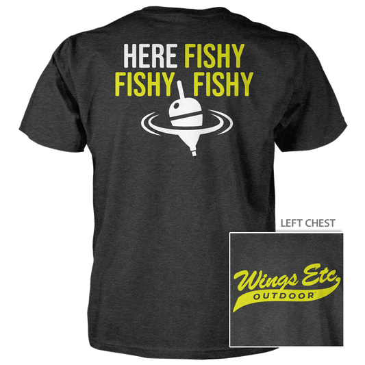 Wings Etc. Outdoor: Here Fishy (Swoosh) - Youth Cotton T-Shirt