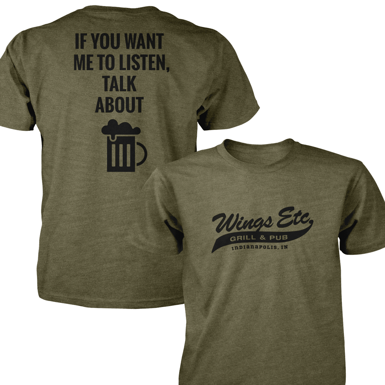 Wings Etc. Talk About Beer - Next Level Premium Cvc Crew T-Shirt - Indianapolis Indiana