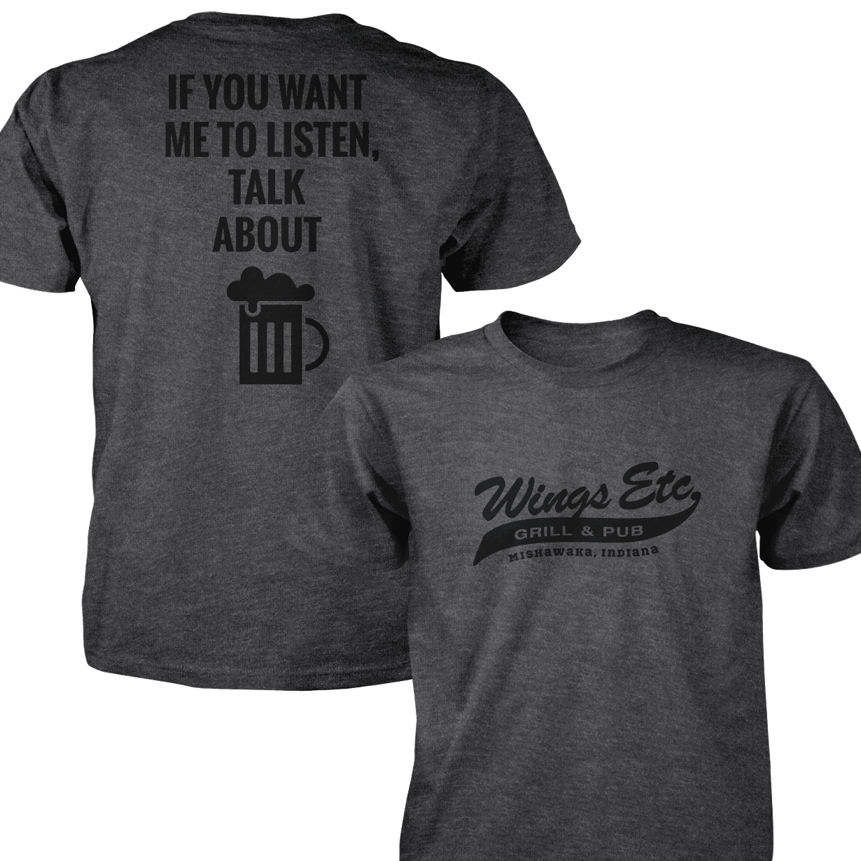 Wings Etc. Talk About Beer - Next Level Premium Cvc Crew T-Shirt - Mishawaka Indiana