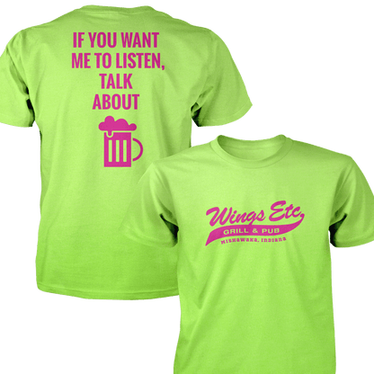 Wings Etc. Talk About Beer - Next Level Premium Cvc Crew T-Shirt - Mishawaka Indiana